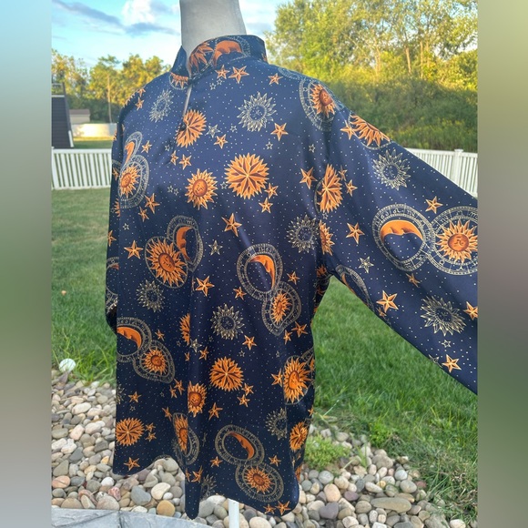Vintage 90s Barbizon celestial print star moon sun silky pj top whimsygoth S M L - Picture 5 of 9